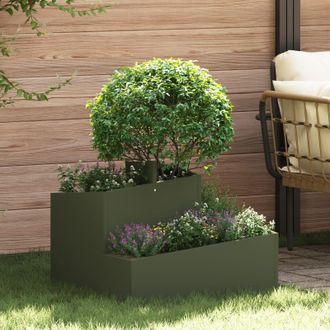 Berkfield Home Metal Planter Olive Green Metal Medium Stackable Metal Planter