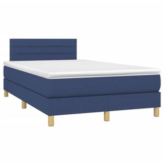 vidaXL Cama Box Spring Con Colch&oacute;n Y Luces Led Tela Azul 120x190 Cm Vidaxl
