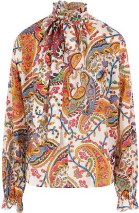 Etro Multicolour Ruffled Collar Tie Neck Top