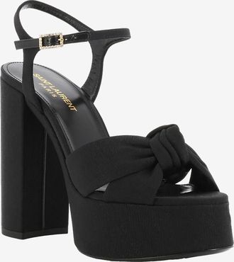 Saint Laurent Plateausandalen aus Ripsband Bianca 85