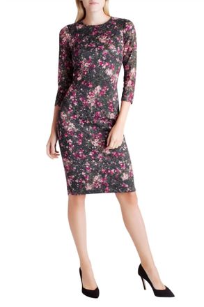 Kensie 3/4 Sleeve Bodycon Dress In Floral