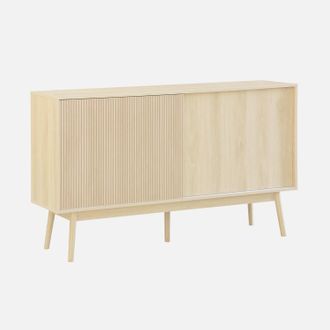 Sweeek Sweeek - Aparador Escandinavo Efecto Madera Con 2 Puertas, 150cm, Linear, Natural, 150x39.5x90 Cm