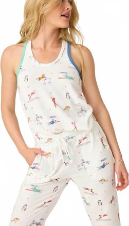 PJ Salvage Catletics Pajama Tank Top In Ivory