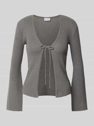 Noisy May Strickjacke mit Schn&uuml;rung Modell AYLIN in Dunkelgrau, Gr&ouml;&szlig;e M