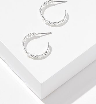 Talbots Delicate Chain Hoop Earrings - Shiny Silver - 001 Talbots
