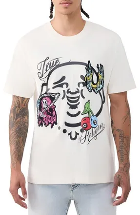 True Religion Buddha Face Cotton Graphic T-Shirt in Winter White at Nordstrom, Size Xxx-Large