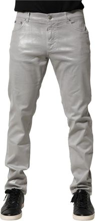 Dolce & Gabbana Cotton Stretch Slim Denim Jeans - Heren - Slim Fit Jeans - Grijs - XL - Denim - Jeans