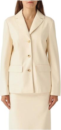 Maison Margiela Jassen, Dames, Beige, L, Wol, Geribbelde Gebreide Jas