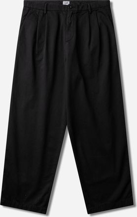 C.P. Company Men s Cotton Gabardine Boxy Pleats Pants Black