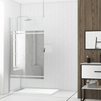 Aurlane Parete Per Doccia 100x200cm Specchio - Profilo + Barra A Soffitto Cromata - Freedom 2 Mirror