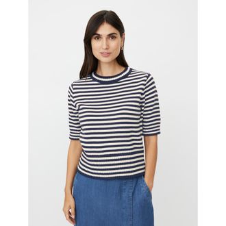 Masai MaFaeleen Striped Short Sleeve Sweater in Navy Blazer at Nordstrom, Size Xx-Large