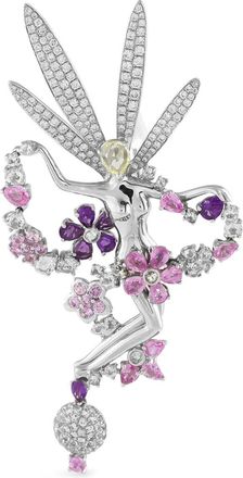 Luxury Bazaar Spilla Fairy in oro bianco 18 carati con zaffiri e diamanti - Argento