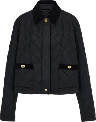 Ferragamo Gevulde Blouson - Dames - Winterjassen - Zwart - XS - Katoen - Jassen