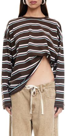 Lioness Horizon Stripe Top in Dark Chocolate at Nordstrom, Size X-Large