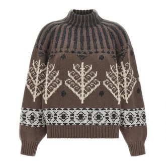 Brunello Cucinelli Nordic Heritage coltrui - Dames - Truien - Bruin - Maat: XS Kasjmier