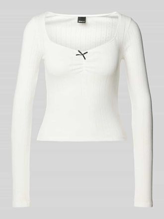 Gina Tricot Longsleeve mit Zierschleife Modell Naya in Weiss, Gr&ouml;&szlig;e L