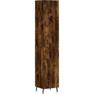 vidaXL Vidaxl - Aparador De Madera Contrachapada Roble Ahumado 34,5x34x180 Cm