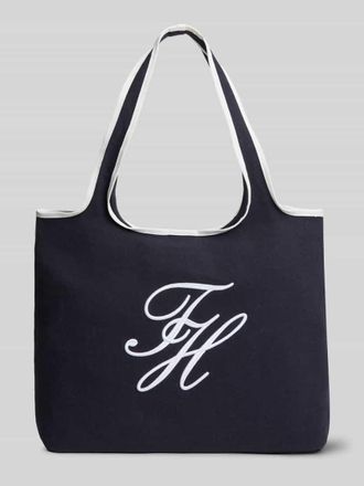 Tommy Hilfiger Strandtasche aus Baumwoll-Leinen-Mix in Dunkelblau, Gr&ouml;&szlig;e 1