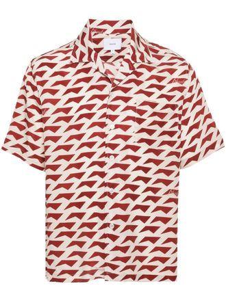 Rhude geometric-pattern silk shirt - Red