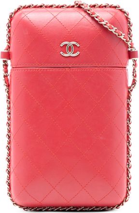 Chanel Pre-owned Womens Cc Quilted Lambskin Chain Around Phone Holder - Light Pink Leather - One Size