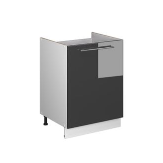Vicco Mueble Bajo Para Fregadero Fame-line, Antracita Alto Brillo/blanco, 60 Cm, Vicco