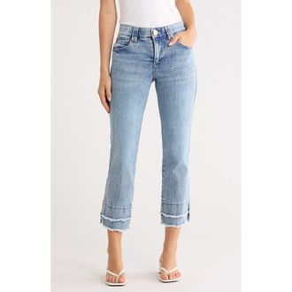 Democracy Scalloped Double Fray Hem Crop Flare Leg Jeans in Light Blue Artisanal at Nordstrom Rack, Size 16
