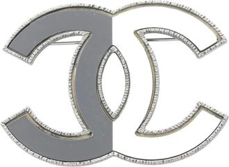 Chanel Pre-owned Jewellery, female, Gray, Size: ONE SIZE Pre-owned Vintage CC Logo Brooch