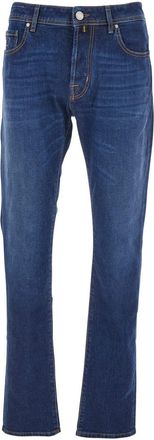 Jacob Cohen bard Blue Jeans With Belt Loops And Logo Patch On The Rear In Denim Man