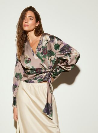 Icone Womens Satiny wraparound blouse