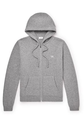 Celine Logo-Embroidered Wool and Cashmere-Blend Hoodie