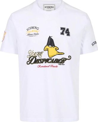Iceberg Regular Fit Katoenen Jersey T-Shirt - Heren - T-shirts - Wit - M - Katoen - Tops