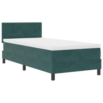 vidaXL Cama Con Somier Y Colch&oacute;n Verde Oscuro 90 X 190 Cm Tela Vidaxl