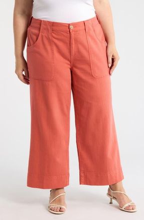 Liverpool L.A. Stride High Waist Crop Wide Leg Utility Pants in Red Clay at Nordstrom, Size 14W