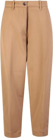 Nine In The Morning Bruine Hoge Taille Wortelbroek - Dames - Broeken - Bruin - W27 - Leer - Broeken