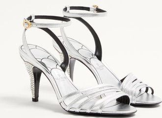 Valentino Garavani Sandalo Ladycrush In Nappa Laminata Con Cristalli 85Mm Donna SILVER 37.5