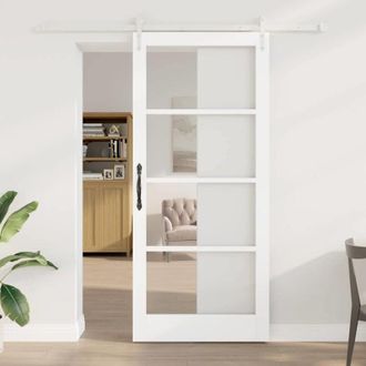 vidaXL Vidaxl - Puerta Deslizante Manual Blanco 93 X 211 Cm Madera Y Metal