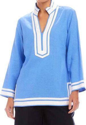 Karen Kane Boardwalk St Tropez Tunic Top In Blue/white