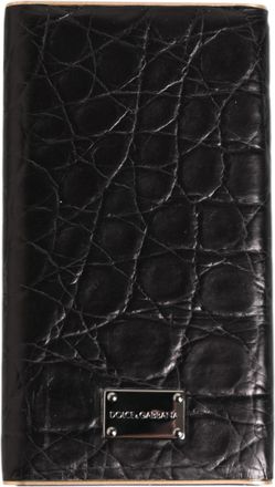 Dolce & Gabbana Black Leather Exotic Skin 3000mah Power Bank Charger Usb Accessory