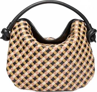Freda Salvador Elis Leather Handbag In Mango Multi Woven Calf
