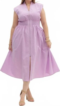 Entro Solid V-Neck Sleeveless Midi Dress In Lavender