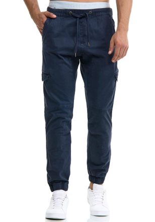 Indicode Cargohose INDICODE INLevi, Herren, Gr. XL, N-Gr, blau (navy), Web, Obermaterial: 98% Baumwolle, 2% Elasthan, unifarben, regular fit kn&ouml;chellang, Hosen