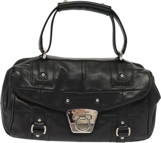 Ferragamo Gancini Handbag Leather Leather Handbag (Pre-Owned)