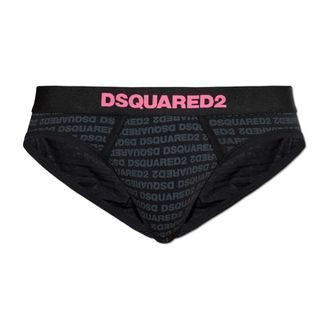 Dsquared2 Bottoms, male, Black, Size: 2XL Cotton Briefs With Monogram