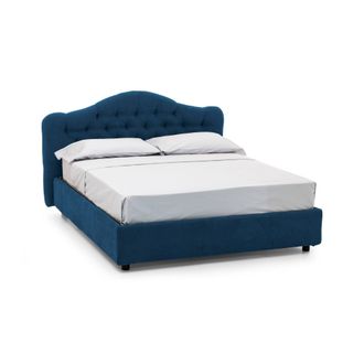 Dmora Cama Matrimonial Aly, Desenfundable, Con Almacenaje, Hecha En Italia, Tama&ntilde;o Colch&oacute;n 160x200 Cm, Azul