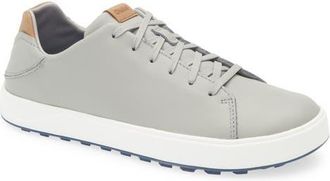 Olukai WaiAlae Waterproof Leather Golf Shoe in Grey Fog /Tan at Nordstrom, Size 11.5