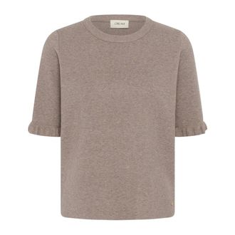Cream Ronde hals gebreid - Dames - Truien - Bruin - Maat: XL