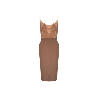 Elisabetta Franchi Midi Jurk - Dames - Casual kleedjes - Bruin - M - Polyester - Kleedjes