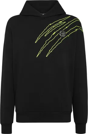Plein Sport logo-print cotton-blend hoodie - men - Cotton/Polyester - L - Black