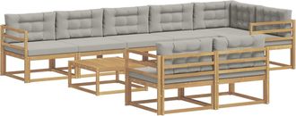 vidaXL Conjunto De Sof&aacute;s De Exterior 9 Uds. Blanco Y Gris Claro Vidaxl