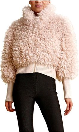 By Ti Mo Gezellige Faux Fur Rib Jacket - Dames - Jassen - Beige - S - Leer - Jassen